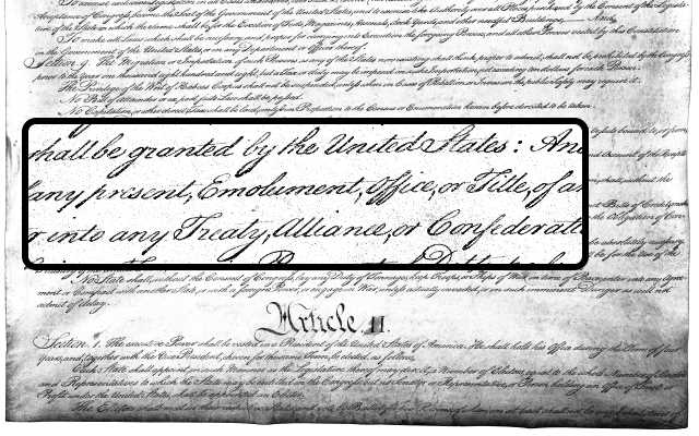 U.S. Constitution, Page 2, Emoluments Clause (The Paragraph/National Archives)